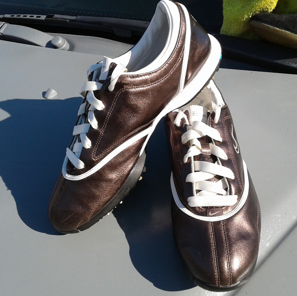 Nike Air Zoom women's soft cleat metallic brown golf shoes size 8